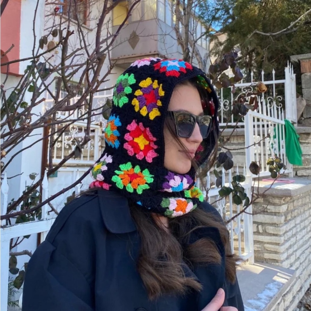 Colorful Crochet Hooded Scarf/Balaklava